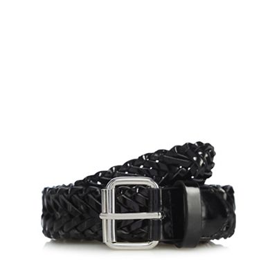 The Collection Black patent woven belt